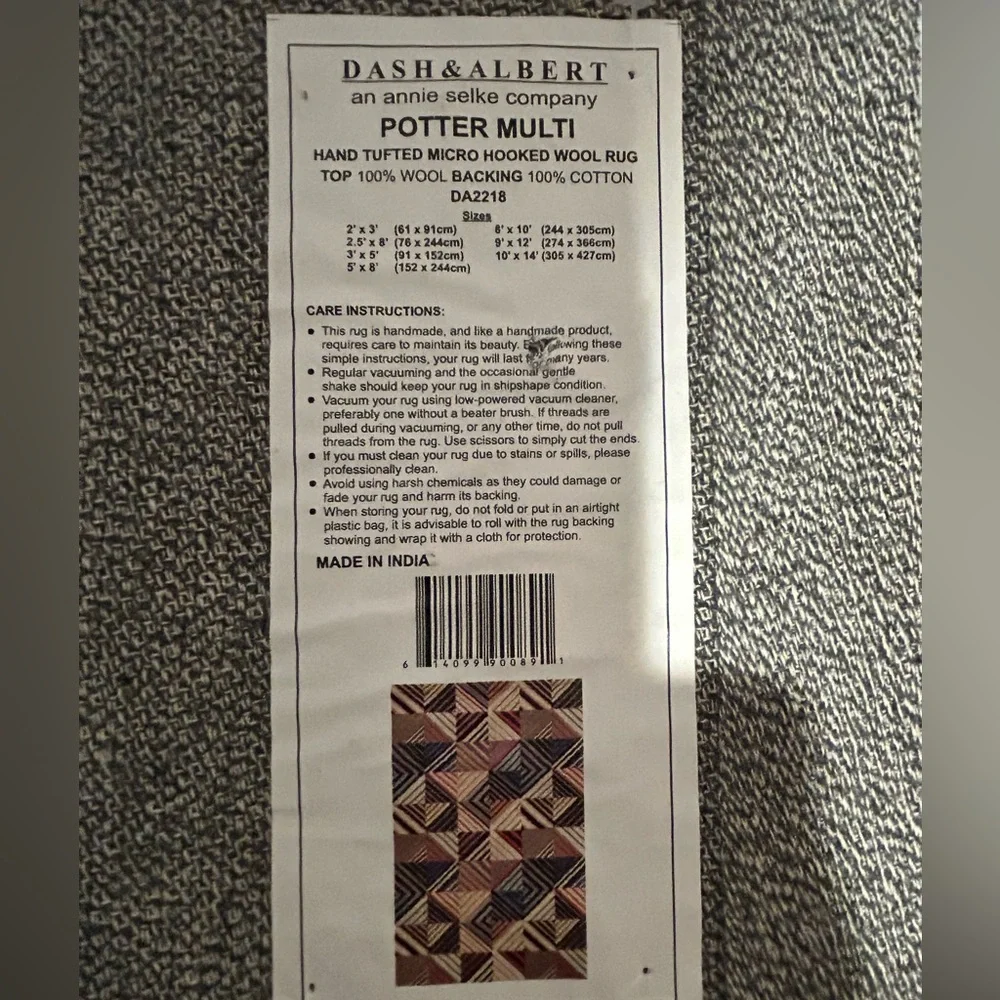 Dash and Albert A “Potter” multi hooked wool rug!
